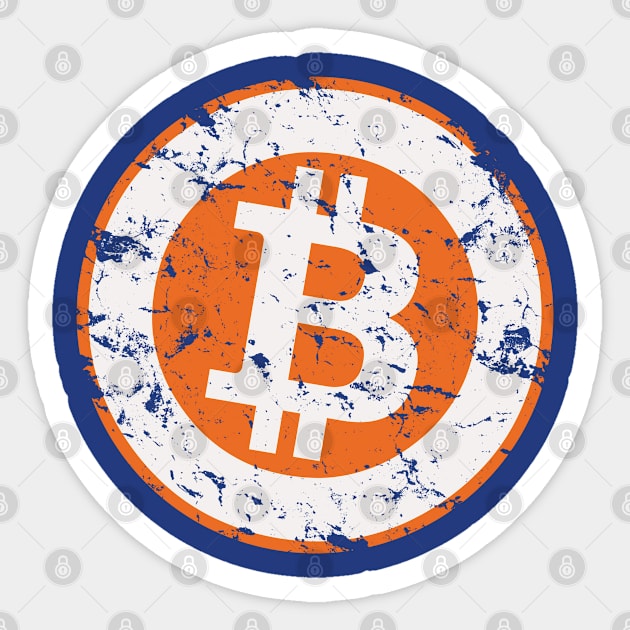 Distressed, Vintage, Bitcoin Logo Blockchain, Crypto Currency Gift For All Men, Women & Kids Sticker by Art Like Wow Designs